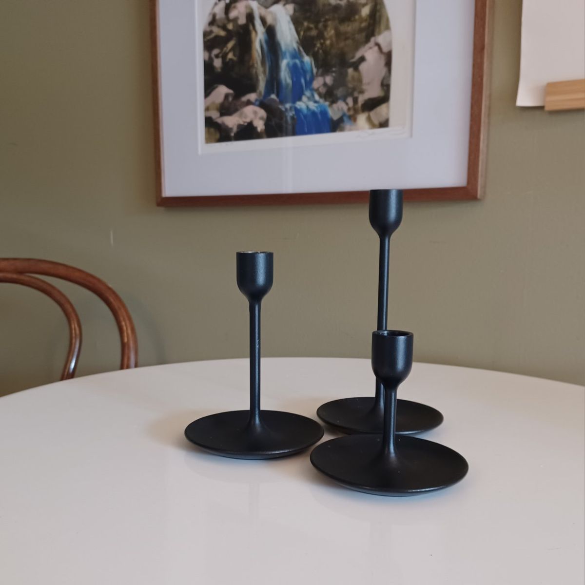 Black IKEA FULLTALIG Taper Candle Holders