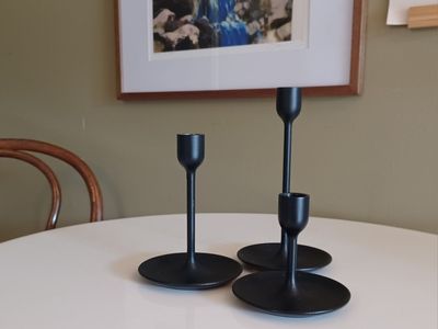 Black IKEA FULLTALIG Taper Candle Holders