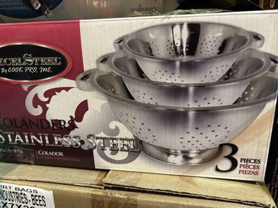 ExcelSteel by Cook Pro 3-Piece Stainless Steel Colander Set - Colanders Passoire Colador