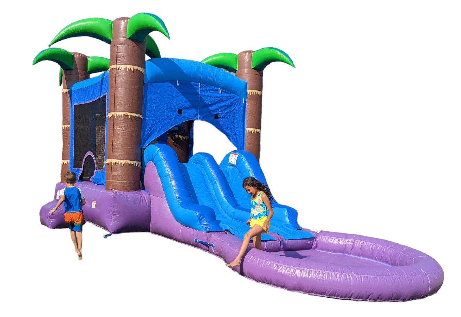 Inflatable Palm Tree Bounce House Wet/Dry Water Slide Combo