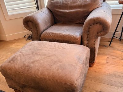 Leather Sofa, Oversized Chair & Ottoman