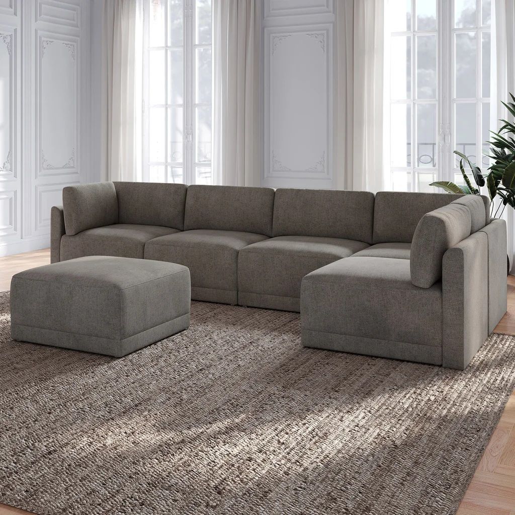 Thomasville Fallon Modular Sectional 6-piece Gray with Ottoman  1861704 #106909