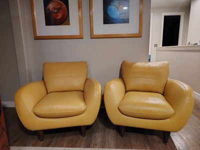 Modern Yellow Leather Accent Chair