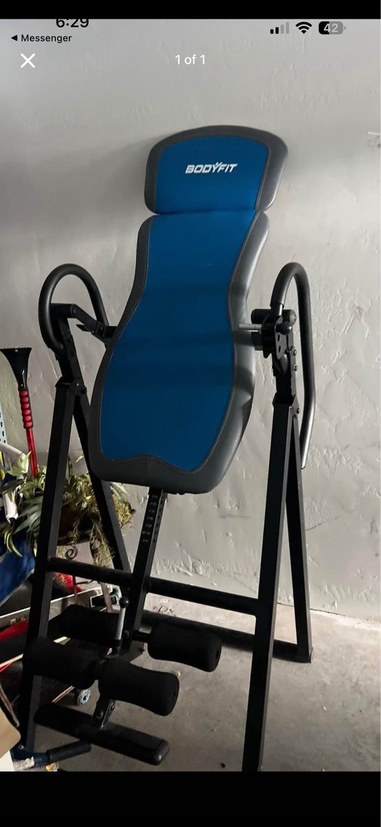 BodyFit Inversion Table - Blue & Gray, Relieve Back Pain, Improve Posture