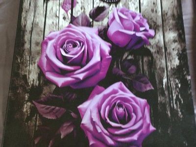 Set of 3 Purple-Toned Canvas Art Prints: Waterfall & Floral Butterfly Designs, Home Decor