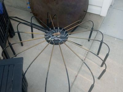 Vintage Mid-Century Modern Sputnik Chandelier Light Fixture - Brass & Black Metal