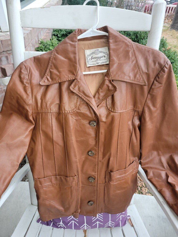 vintage swagger leather jacket size 40