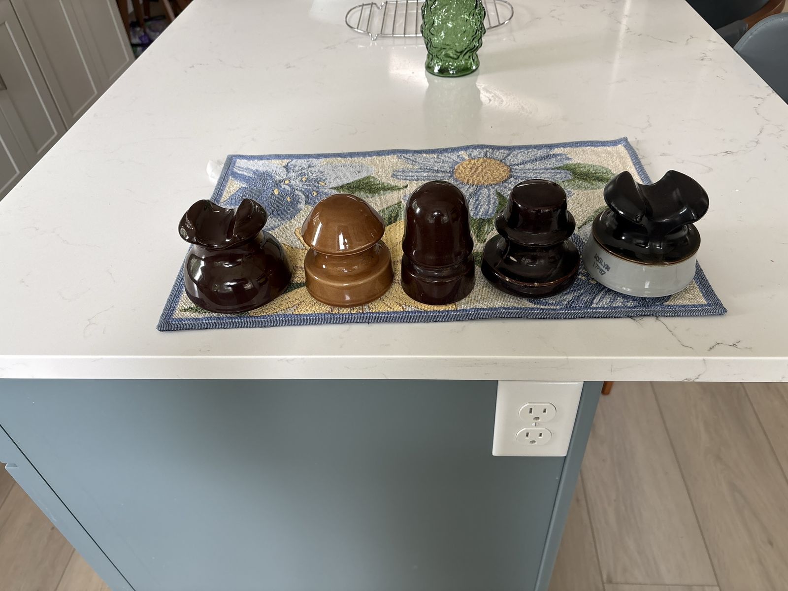 Vintage set of 5 decorative or collectible ceramic insulators