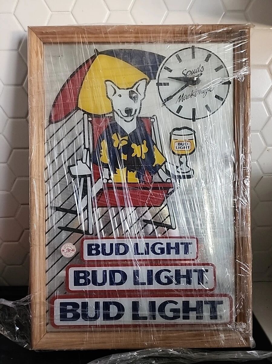 '86 Bud Light-Spuds Mackenzie-Mirror Clock