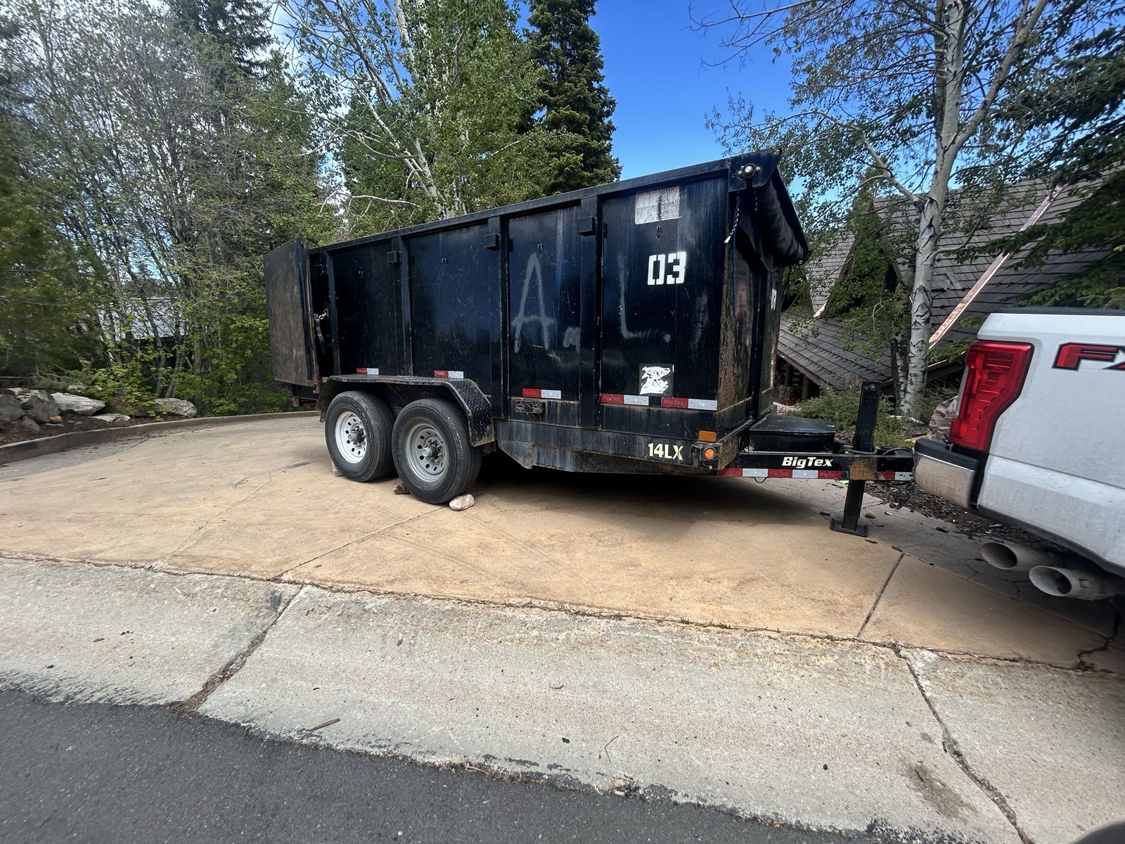 $100 dump trailer 2’ sidewall, $120 dump trailer 4’ sidewall, $400 skid, mini x 24 hrs