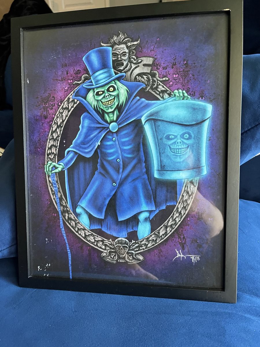 Haunted Mansion Hatbox Ghost signed print