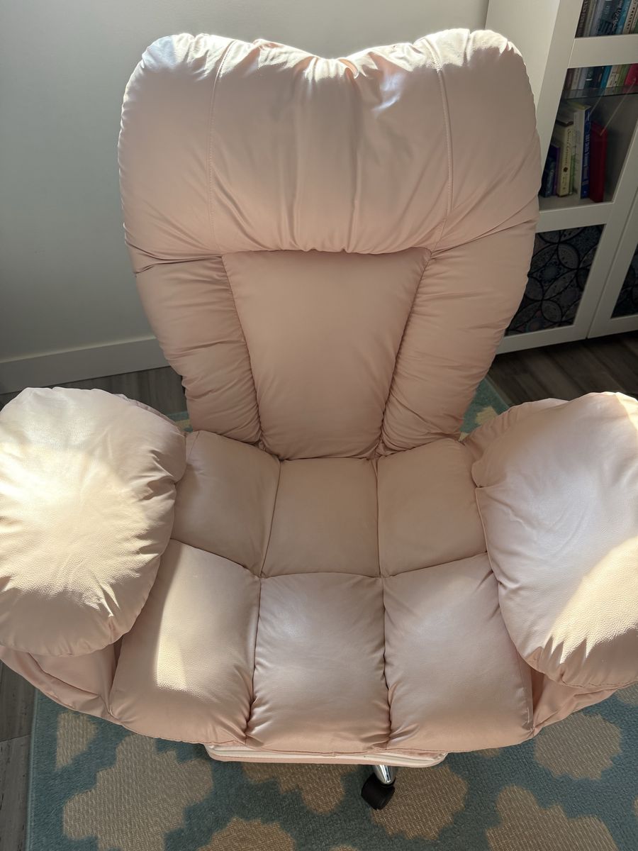Pink Ergonomic Office Chair with Reclining Back & Footrest - Like New Condition