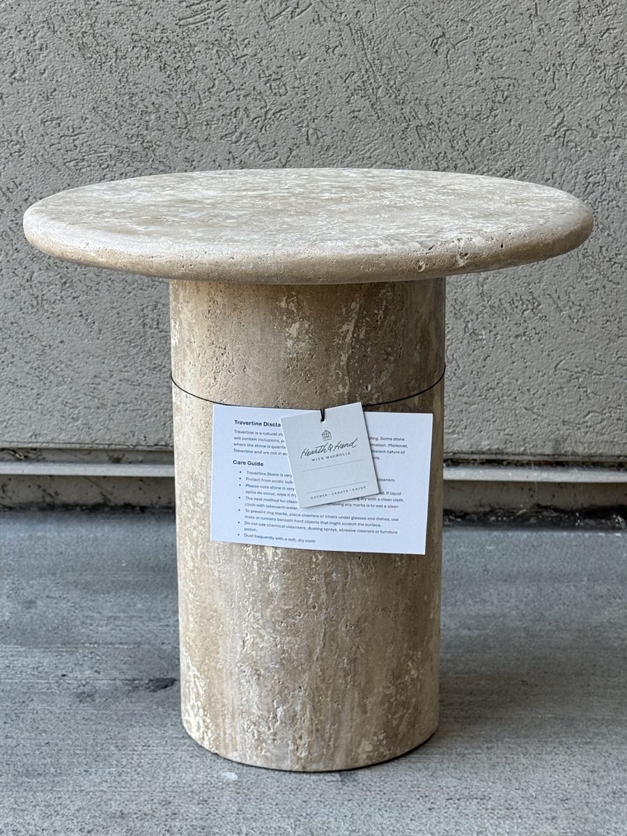 Hearth & Hand with Magnolia Travertine Stone Accent Side Table