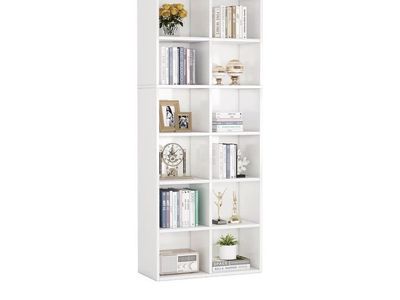 LITTLE TREE 70.9" White 6-Tier Cube Display Shelf Narrow Bookcase Storage Organizer