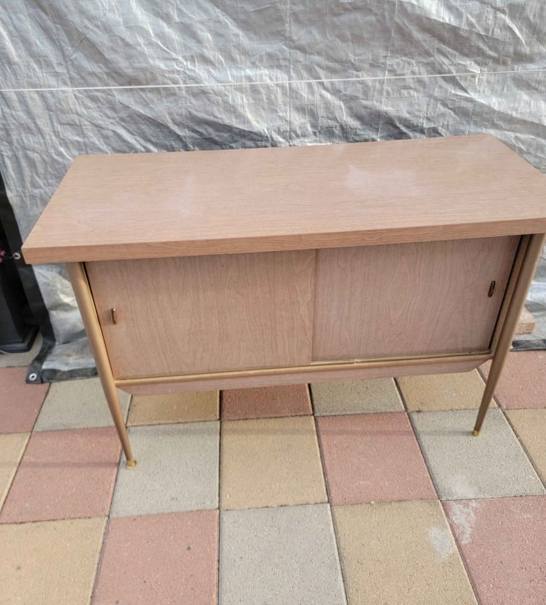 Vintage Mid-Century Credenza Sideboard Cabinet with Sliding Doors