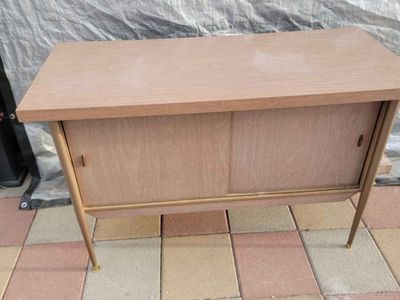 Vintage Mid-Century Credenza Sideboard Cabinet with Sliding Doors
