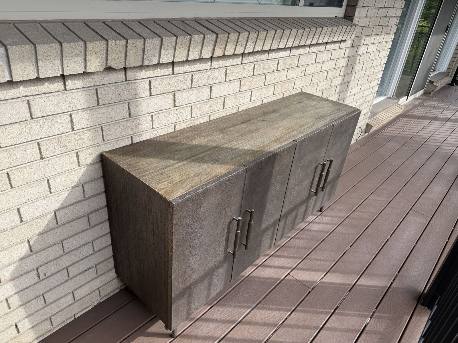 Wood hutch with textured doors