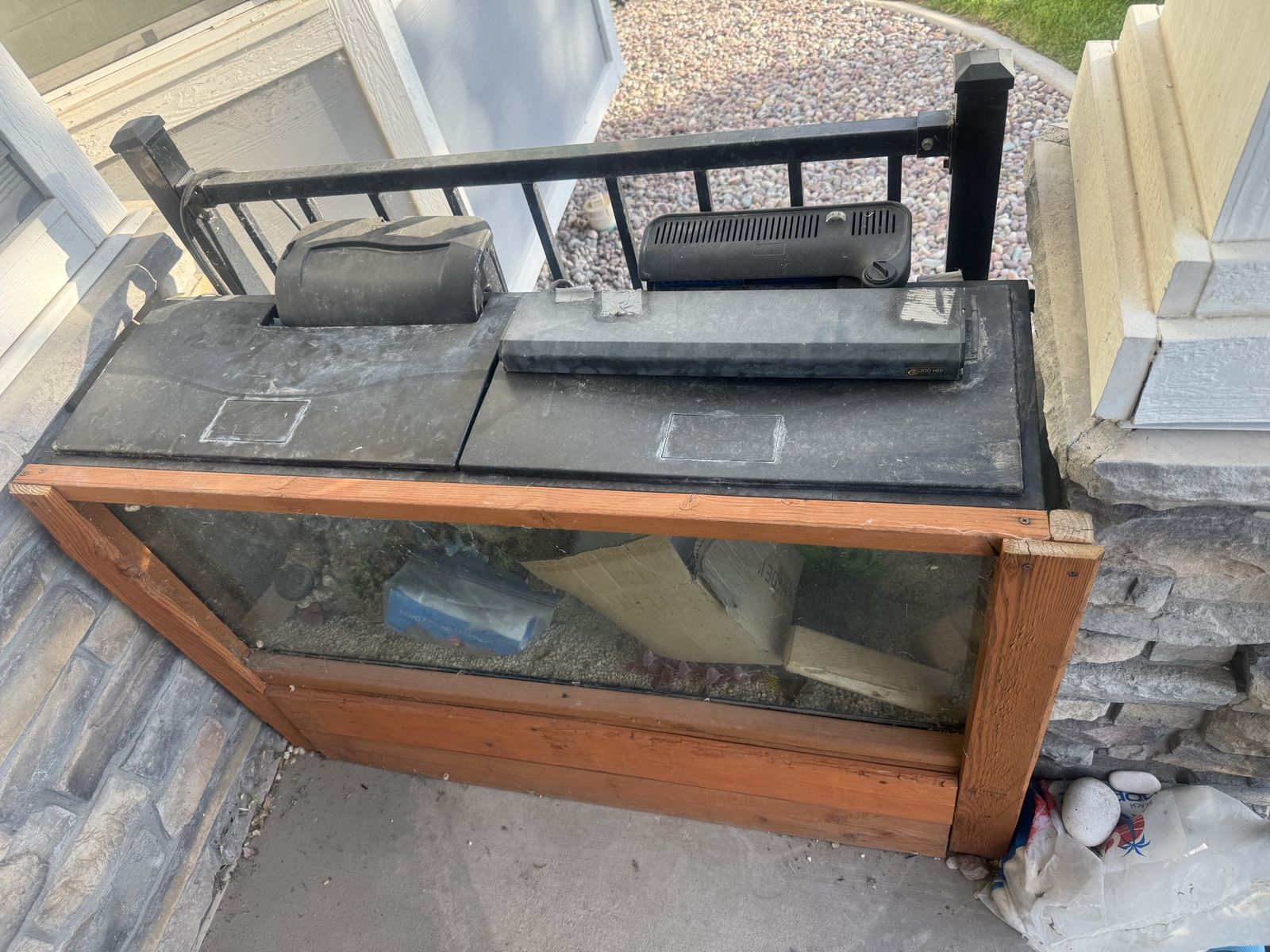 Large Glass Aquarium Fish Tank with Wooden Stand - Filter Included 55 Gallon