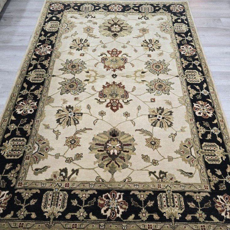 6x9 New Handknotted Wool Rug, Indo Oushak