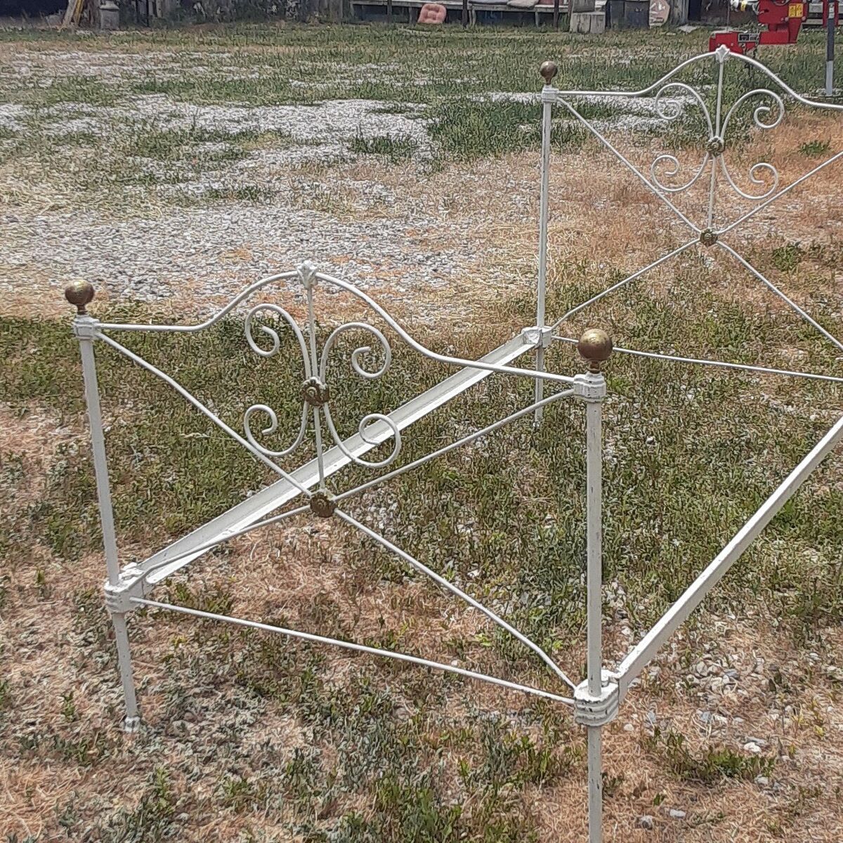 Antique Cast Iron and Brass Bed