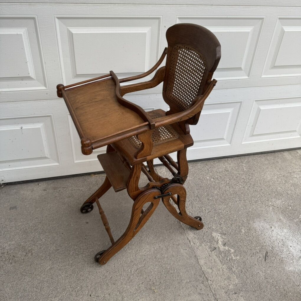 Vintage Convertible Child’s High Chair Rocking