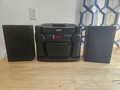 RCA RS2042 3-CD Changer Stereo System with Speakers - Compact Black