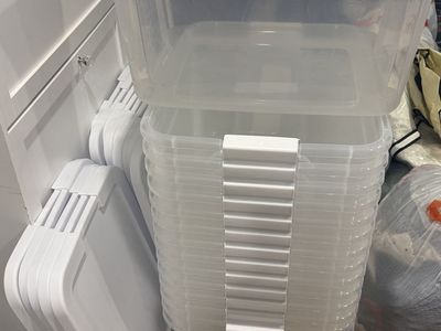 Brightroom Latching Storage Box - 15 Clear 66 Quart Bins w/ White Lids
