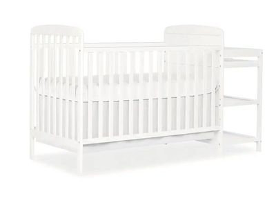 Baby Crib & Changer with Storage in White, GreenGu