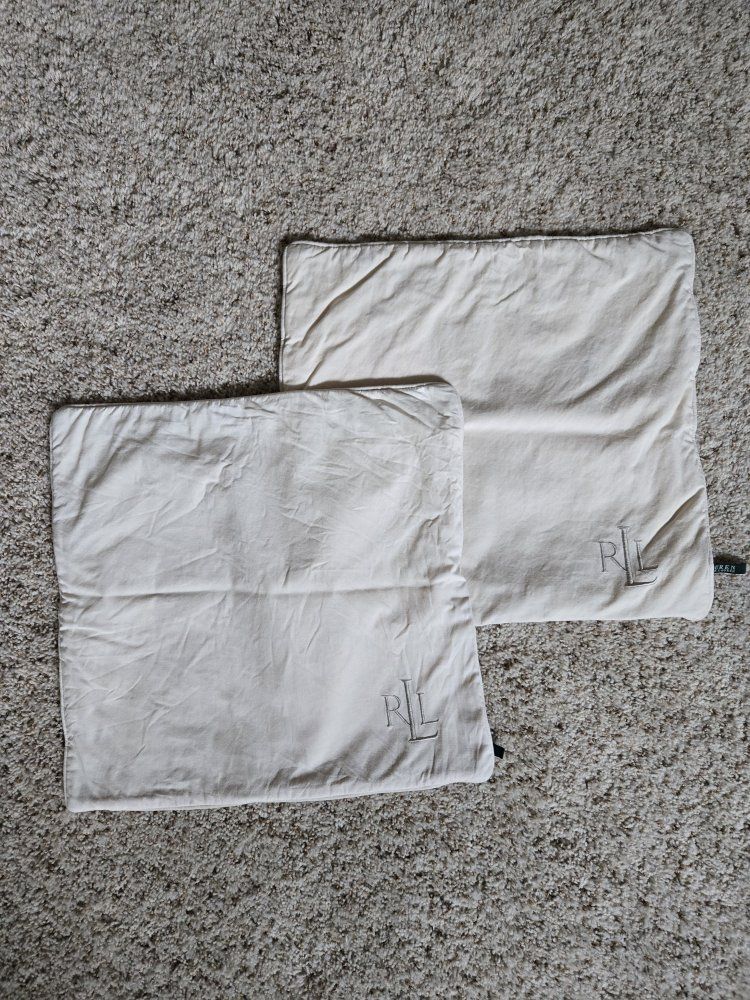 Lauren Ralph Lauren Beige Embroidered Pillow Shams - Set of 2