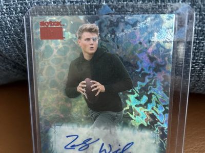 2021 Skybox Metal Universe Zach Wilson Auto Football Card Holographic Certified Hand Signed Auto BYU Cougars New Orleans Saints