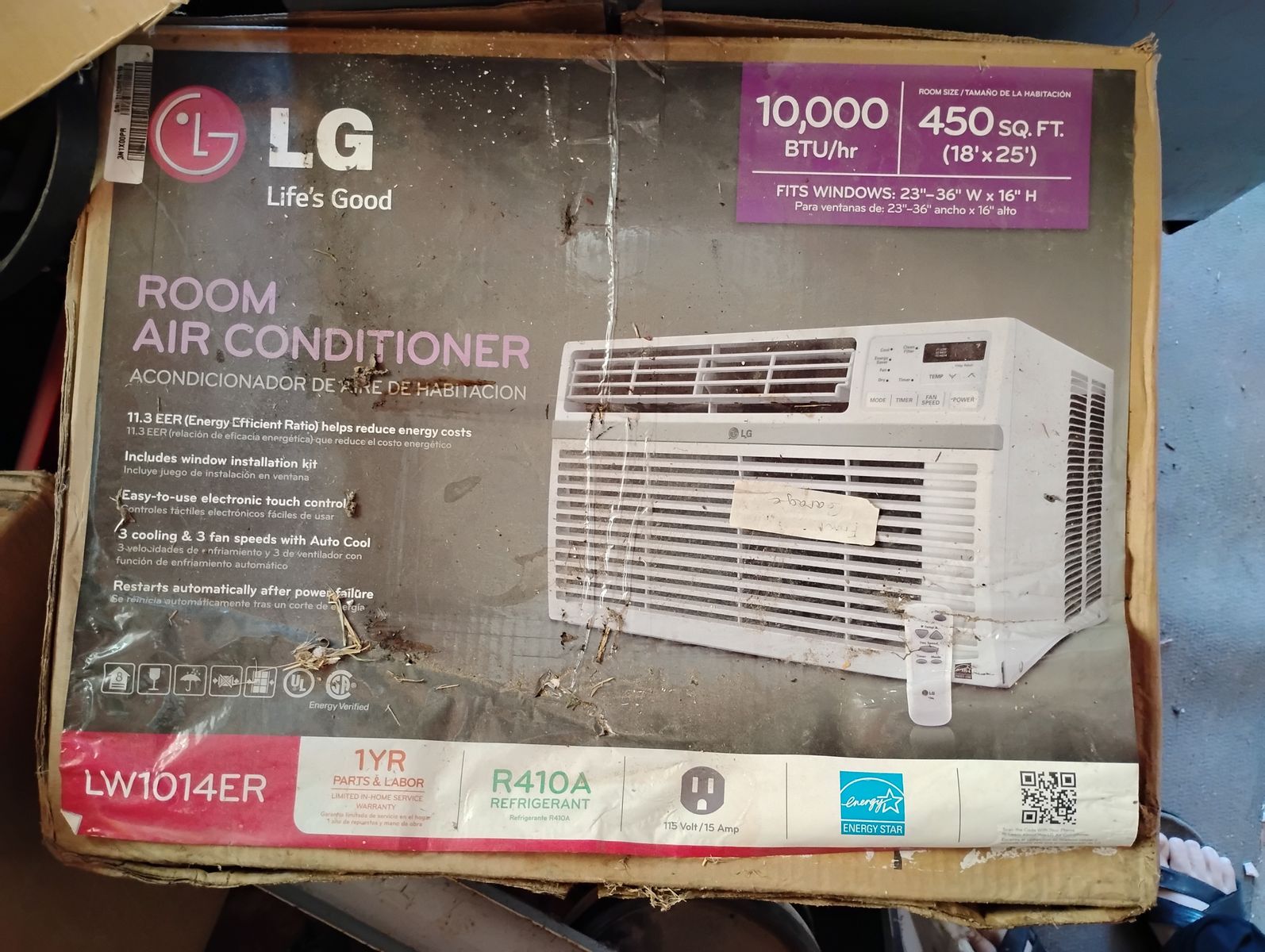 Window A/C, Remote Control, 10,000 BTU, Nearly New
