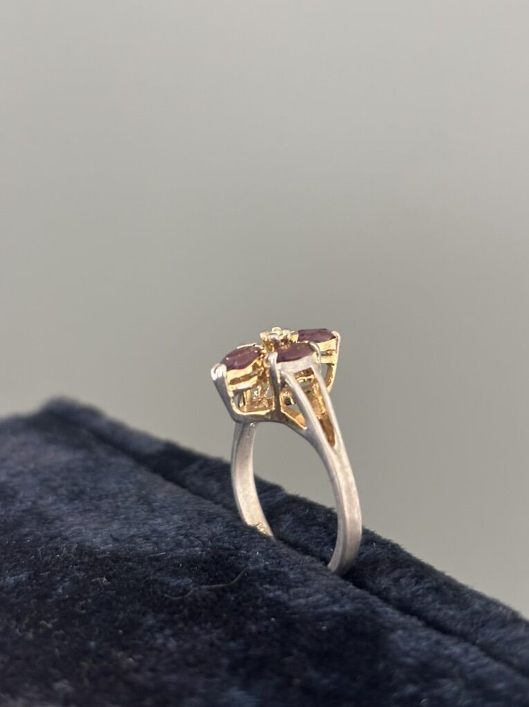 Imitation Stones On Worn Gold Plated Ring