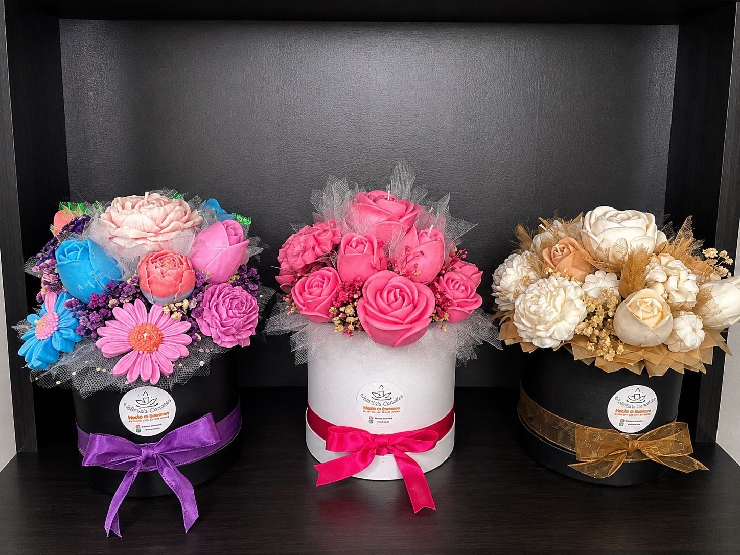 Valeria's Candles Handmade Floral Candle Bouquet - Assorted Colors & Scents