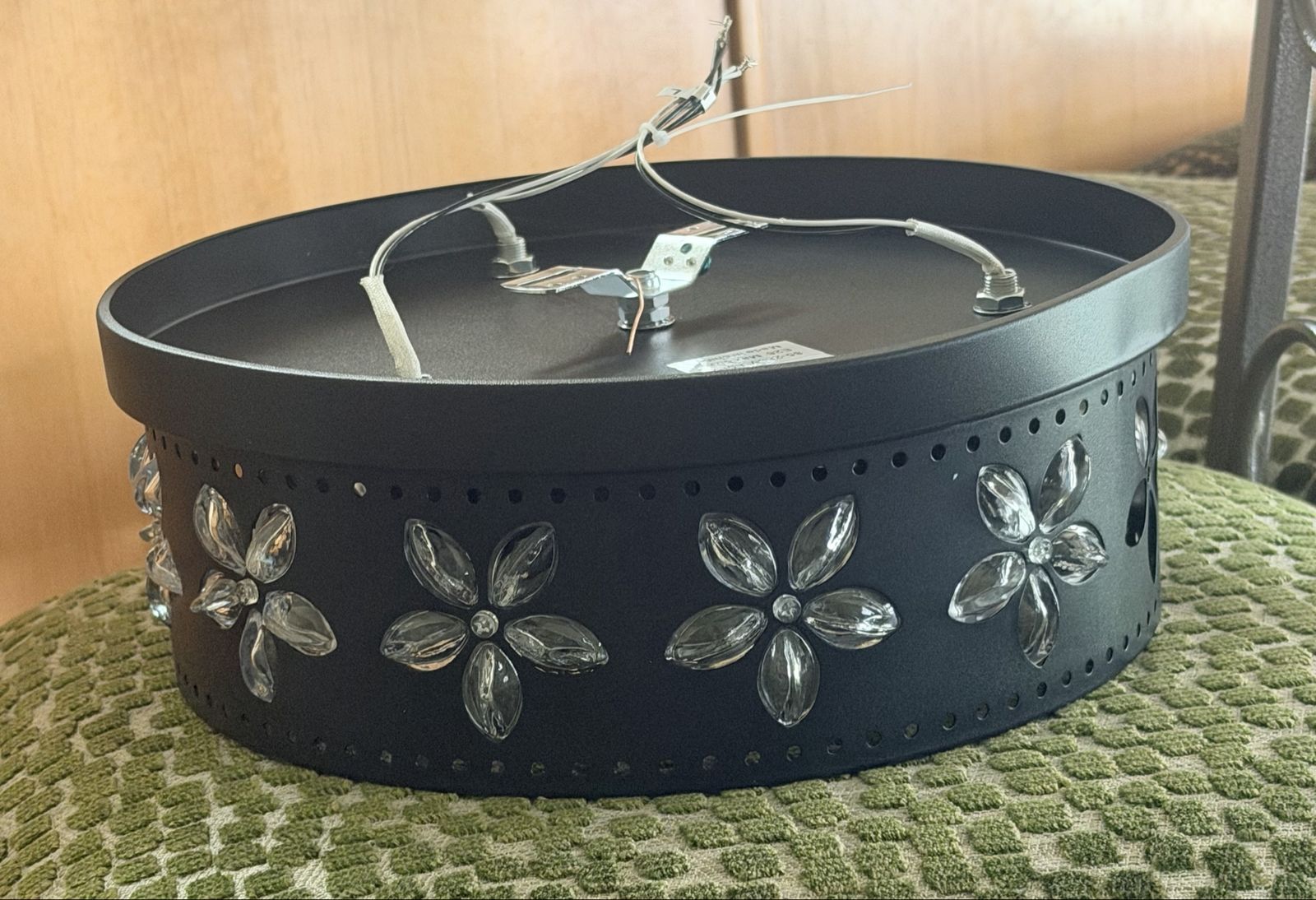 Modern Black Crystal Flower Flush Mount Ceiling Light Fixture