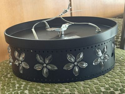 Modern Black Crystal Flower Flush Mount Ceiling Light Fixture