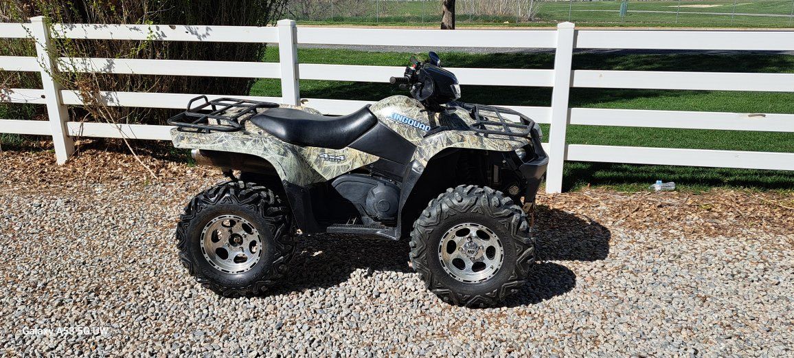 Suzuki KingQuad 700 4x4 Camo ATV with Front and Rear Cargo Racks