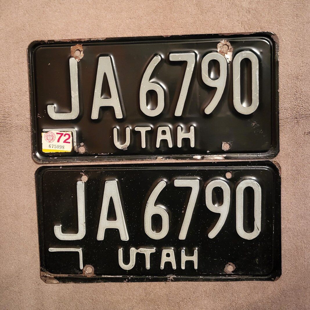 Pair of 1972 Utah license plates