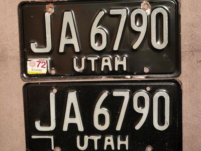Pair of 1972 Utah license plates