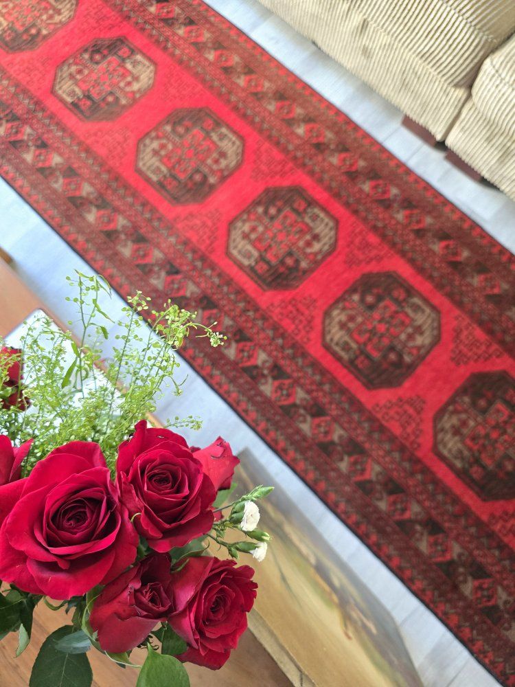 Afghan Wool Runner Rug, Size ~3x10