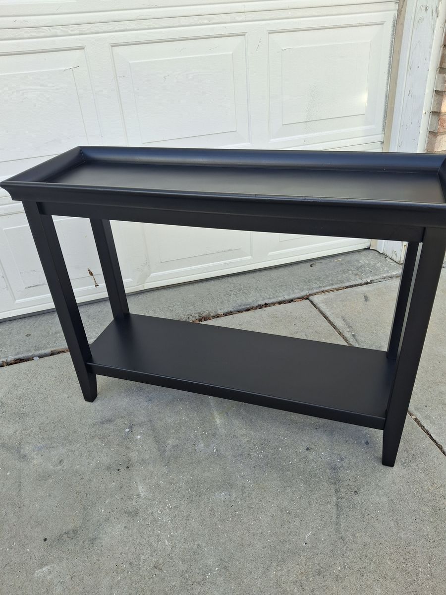 all wood black slim entry way/sofa table
