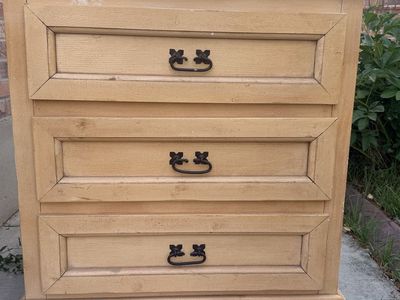 Wooden 3-Drawer Chest - Natural Wood Finish with White Top, Cottagecore Style