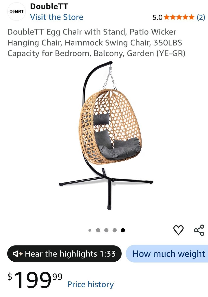 NIB- DoubleTT Egg Chair with Stand