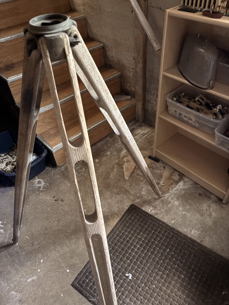 vintage survey equipment wooden legs
