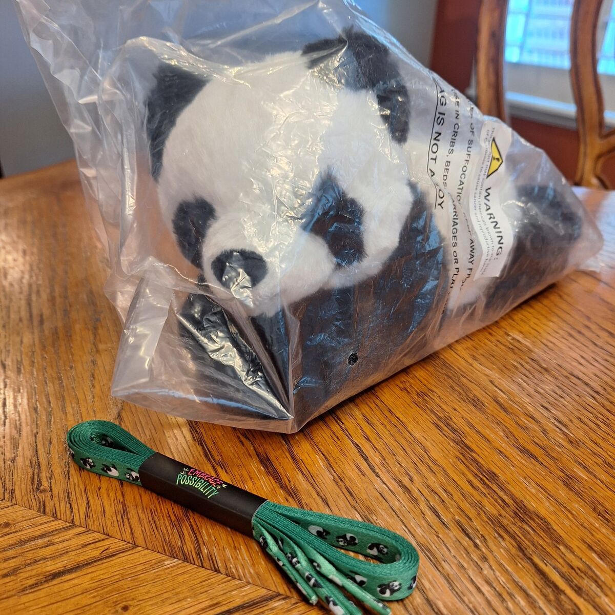 New Panda Stuffed Animal and Shoelaces Great Gift!
