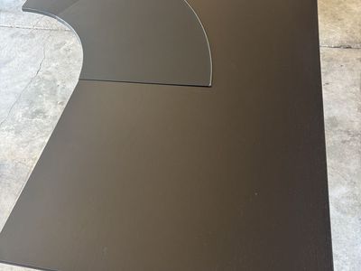 Black Corner Computer Desk with Metal adjustable Legs - Spacious L-Shaped Office Table