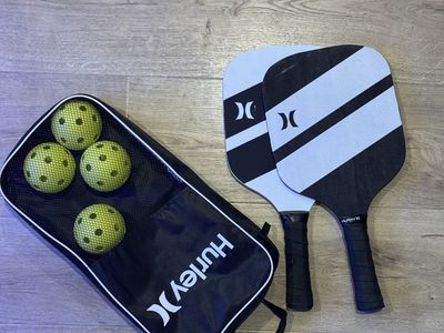 Hurley Pickleball Set with 2 Paddles, Balls, and Carry Bag