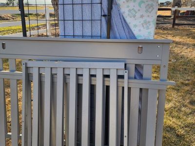 Storkcraft Grey Baby Crib & Toddler Bed Conversion Kit - Adjustable Mattress Height, Some Wear