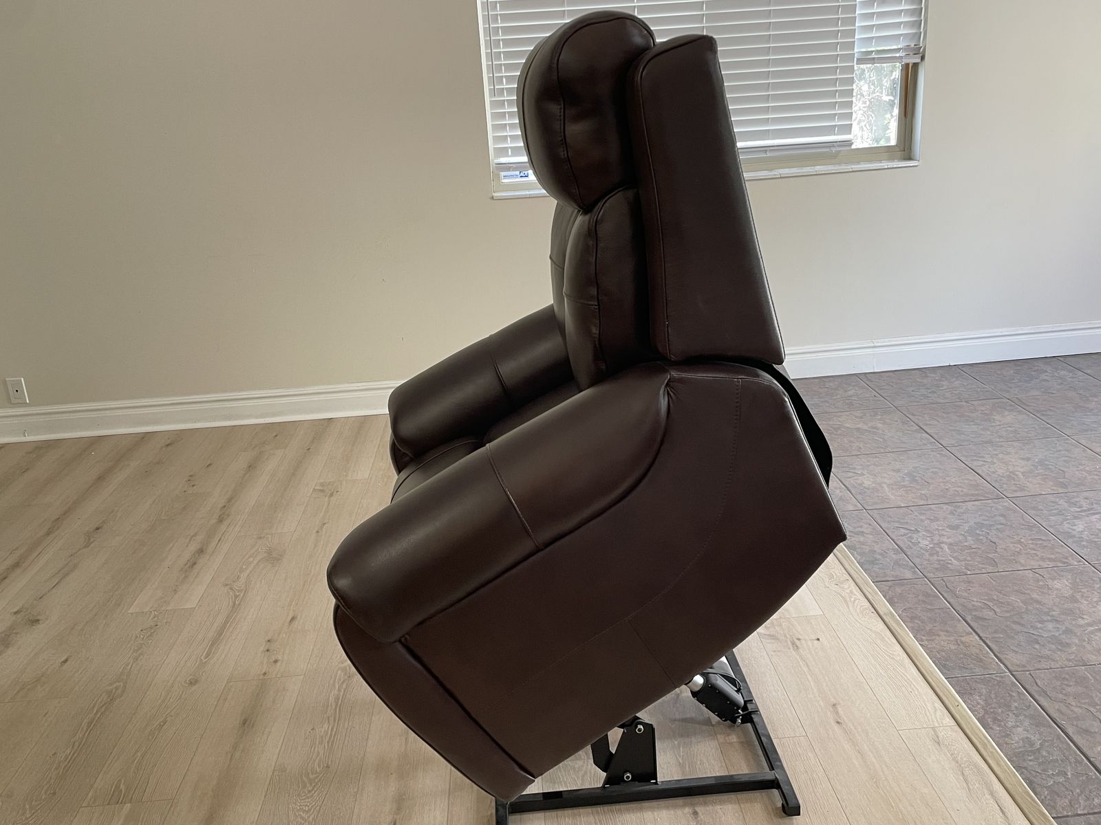 Lightly Used  Brown Faux Leather Power Lift Recliner Chair w/ Remote