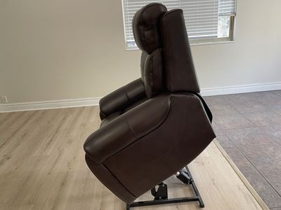 Lightly Used Brown Faux Leather Power Lift Recliner Chair w/ Remote
