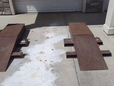 Vestil WBB3248044 Steel Wheel Risers, 60"L x 38.5"W, 40,000 Lb. Capacity, Brown (Pair)